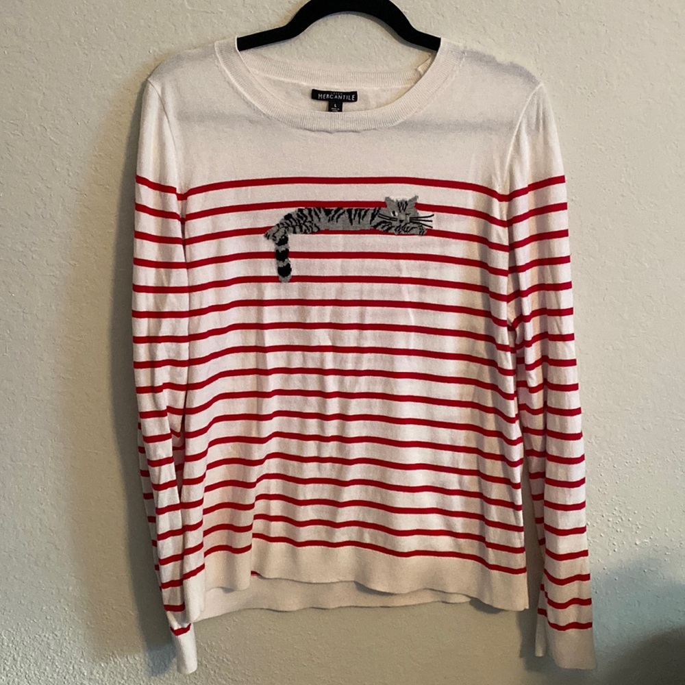Striped Sweater with Cat